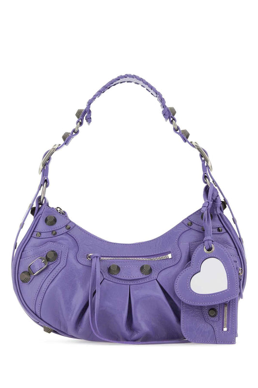 Balenciaga Women Light Purple Leather Le Cagole S Shoulder Bag
