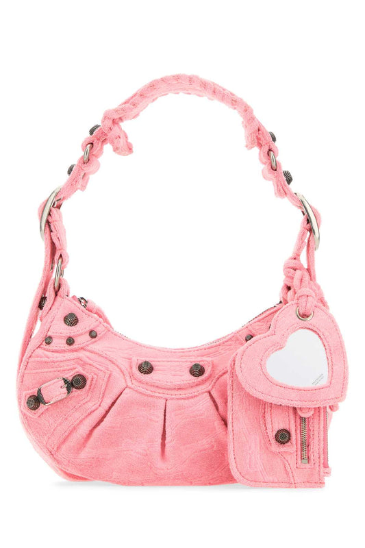Balenciaga Women Pink Terry Fabric Le Cagole Xs Shoulder Bag