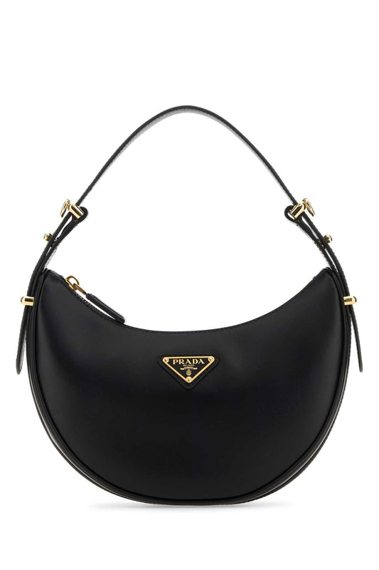 Prada Women Black Leather Arquã¨ Handbag