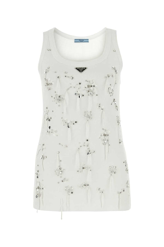 Prada Women White Cotton Tank Top