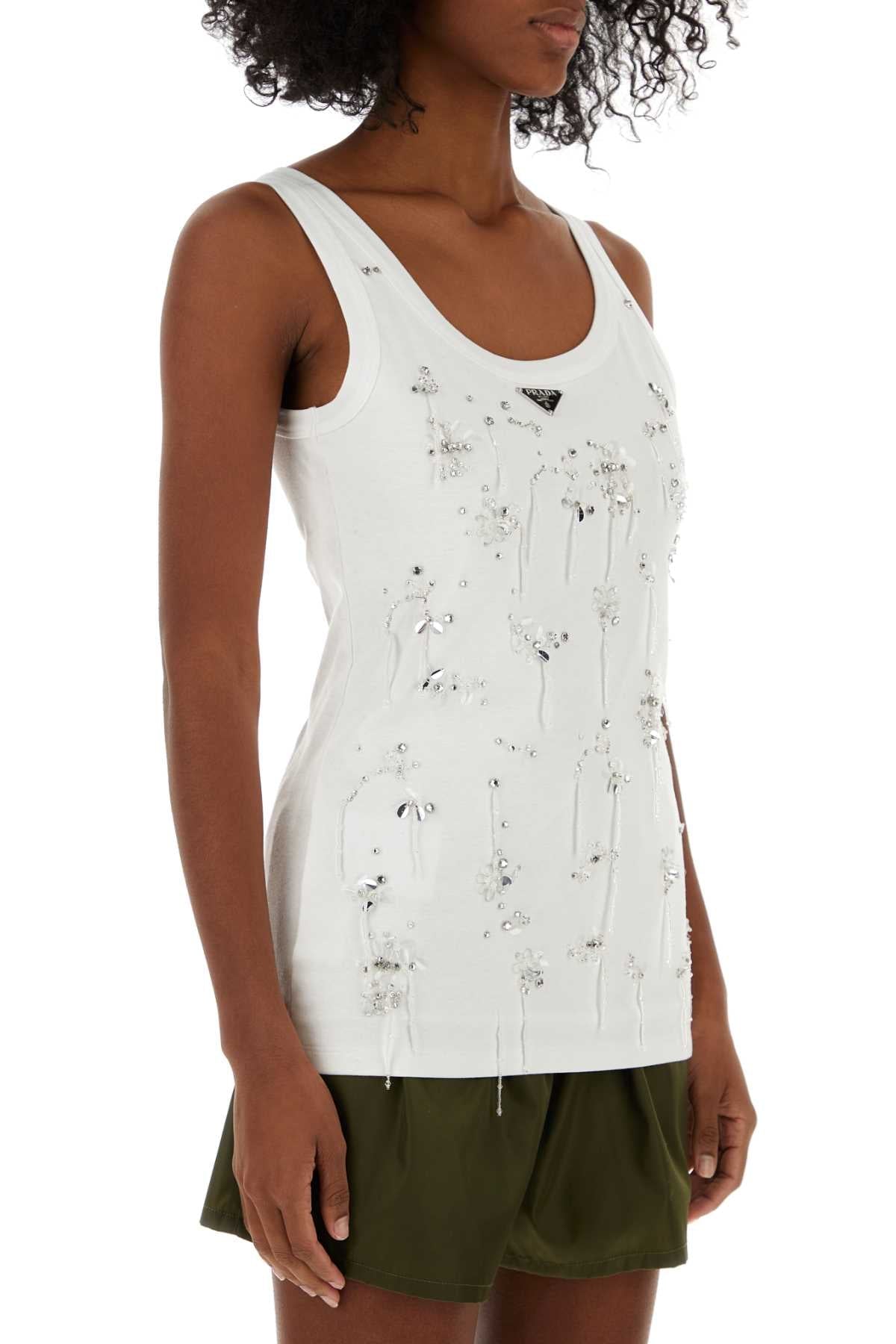 Prada Women White Cotton Tank Top