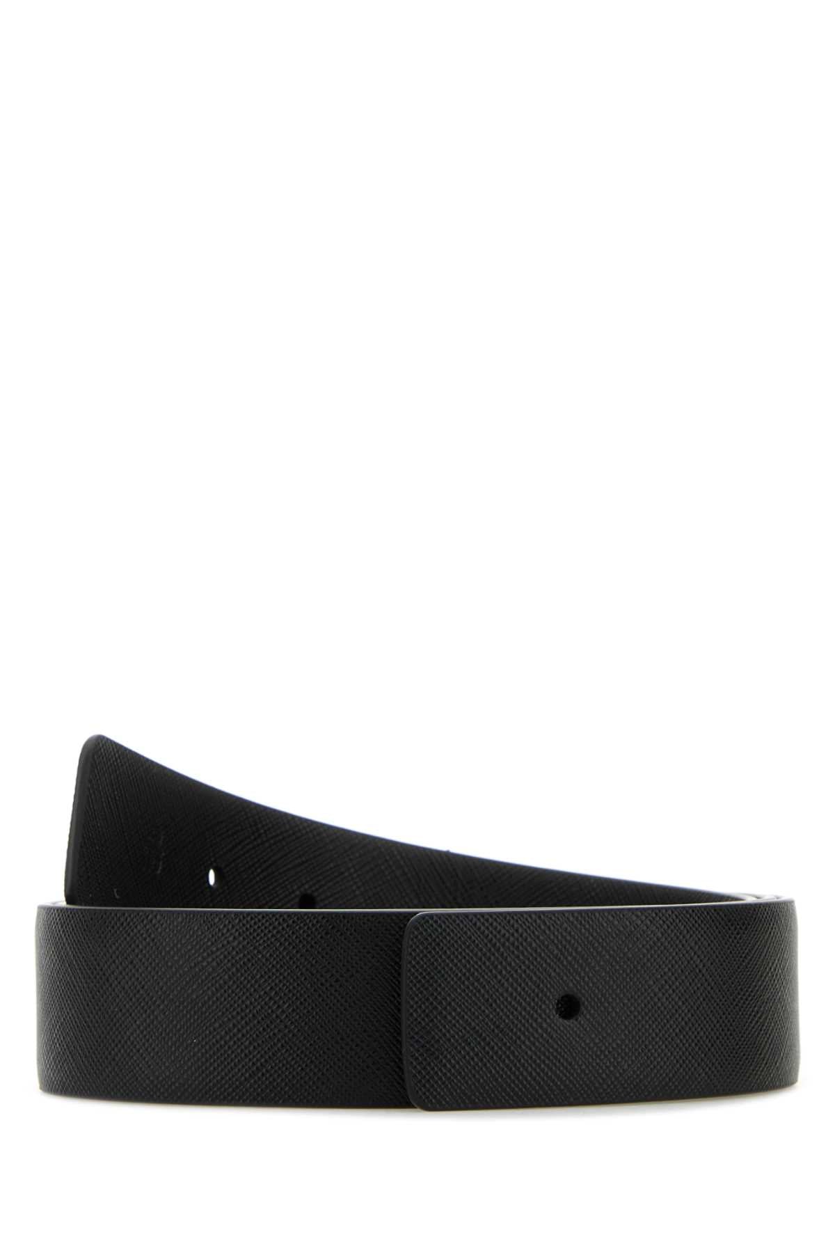 Prada Men Black Leather Belt