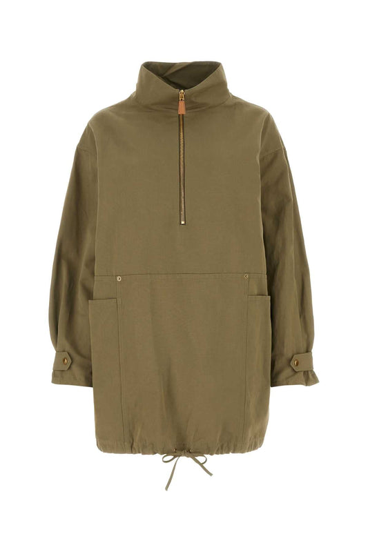 Prada Women Army Green Cotton Blend Dress