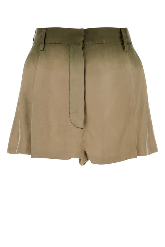 Prada Women Sage Green Silk Shorts