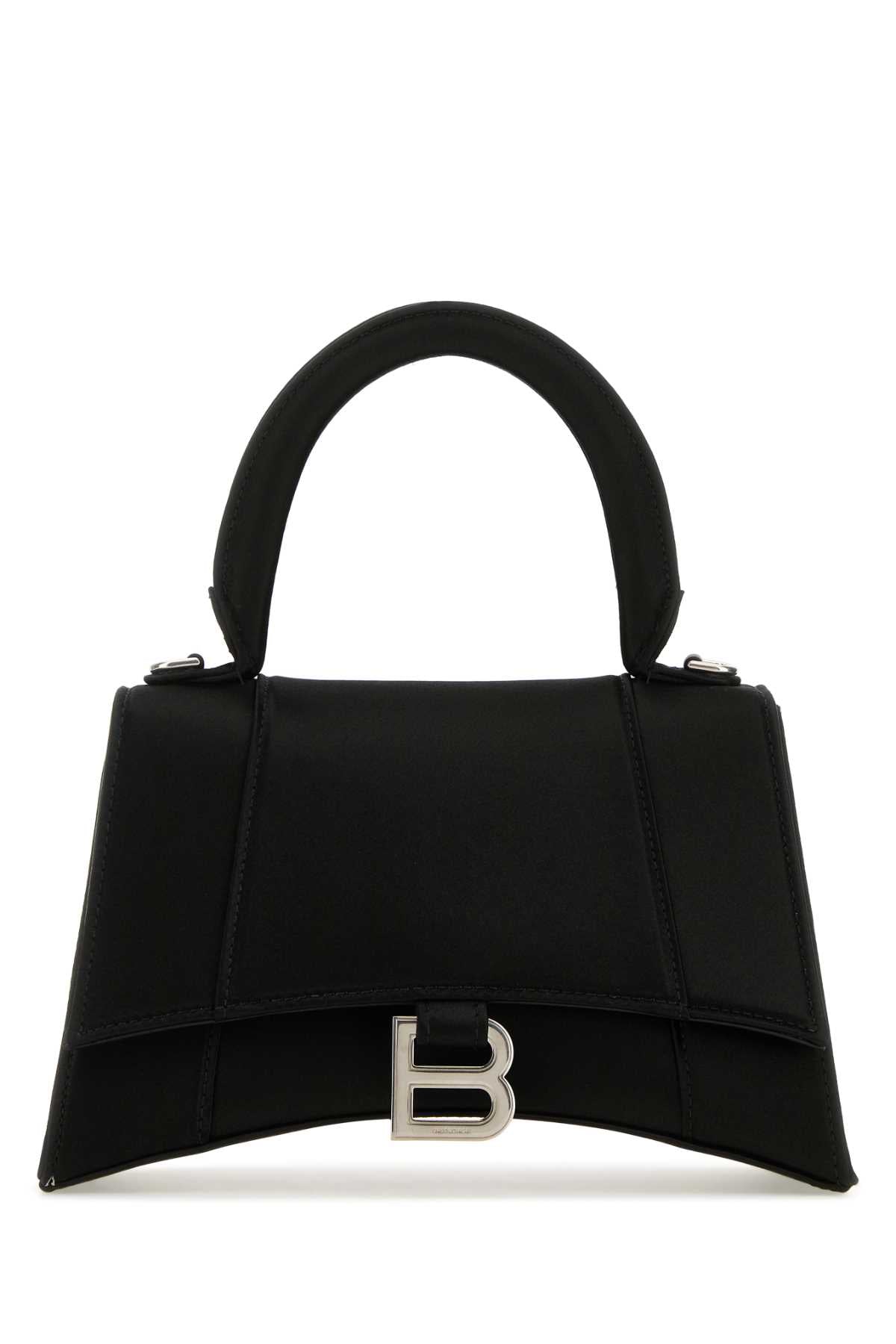 Balenciaga Women Black Satin Small Hourglass Handbag