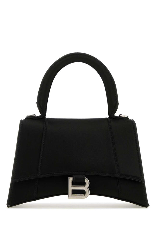 Balenciaga Women Black Satin Small Hourglass Handbag