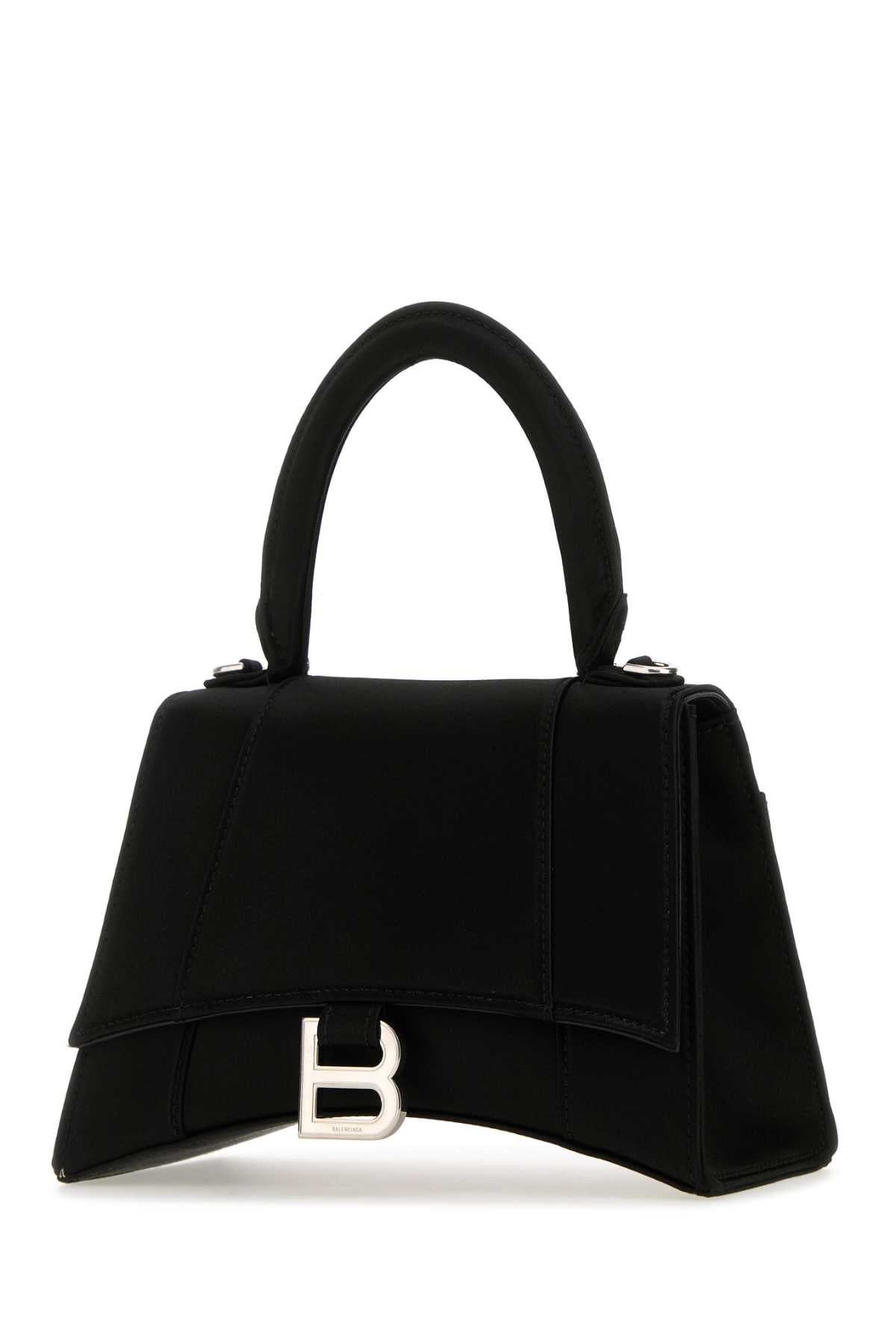 Balenciaga Women Black Satin Small Hourglass Handbag