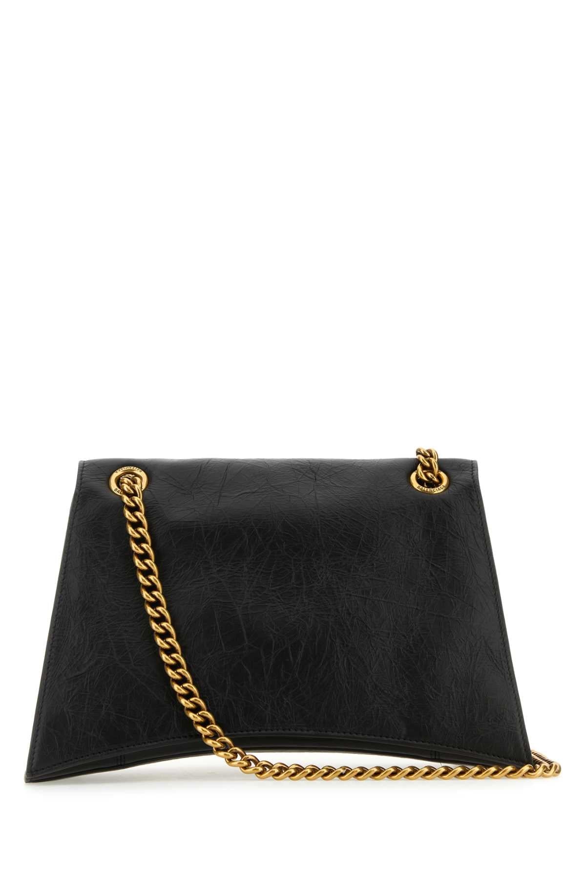 Balenciaga Women Black Leather Medium Crush Shoulder Bag