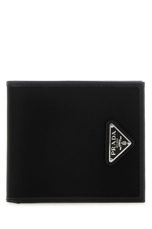 Prada Men Black Fabric And Leather Wallet
