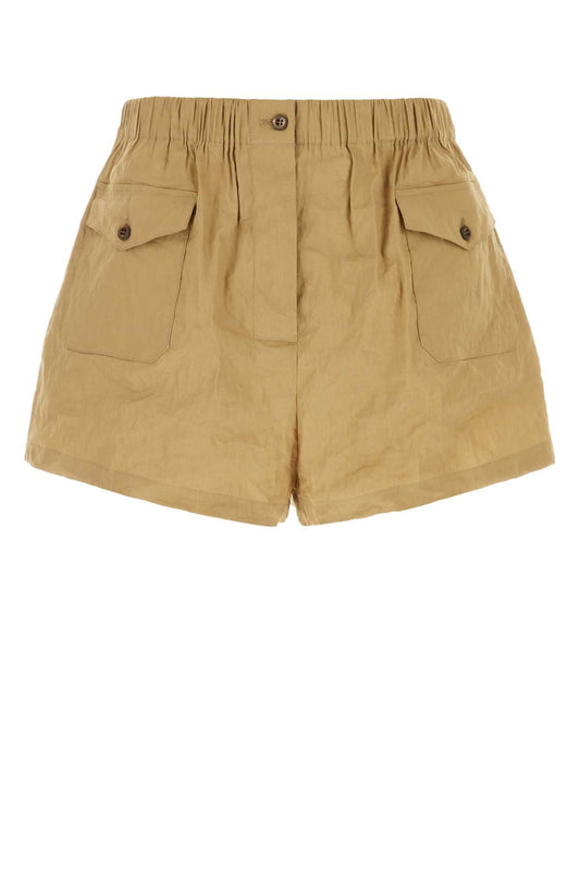 Prada Women Camel Stretch Cotton Blend Shorts