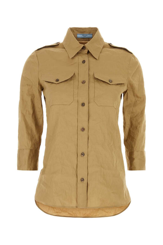 Prada Women Camel Stretch Poplin Shirt