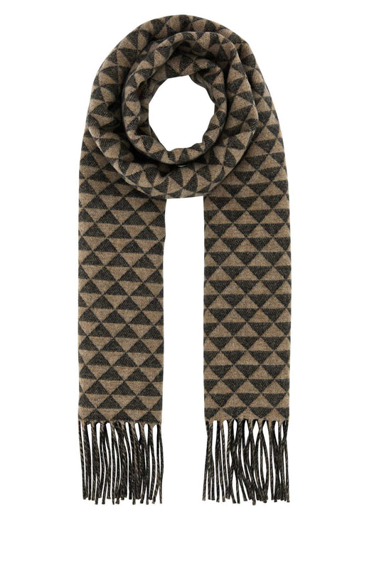 Prada Men Embroidered Wool Blend Scarf