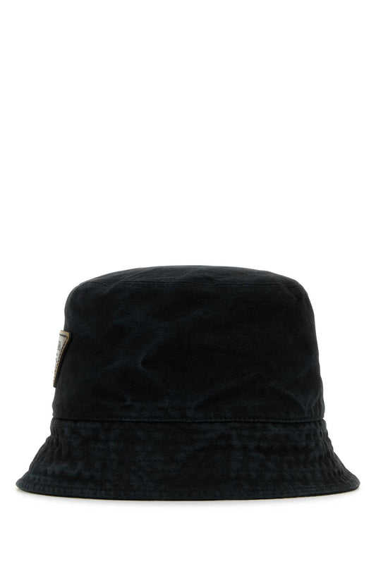 Prada Men Black Cotton Bucket Hat