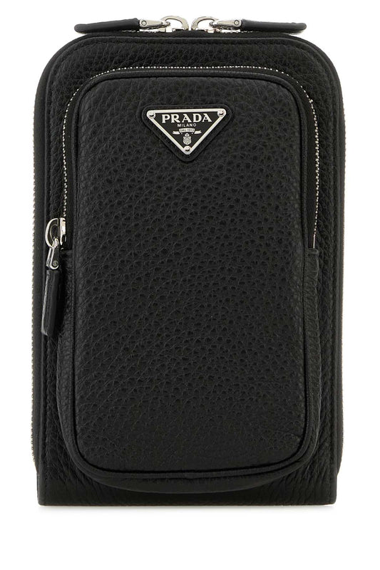 Prada Men Black Leather Phone Case