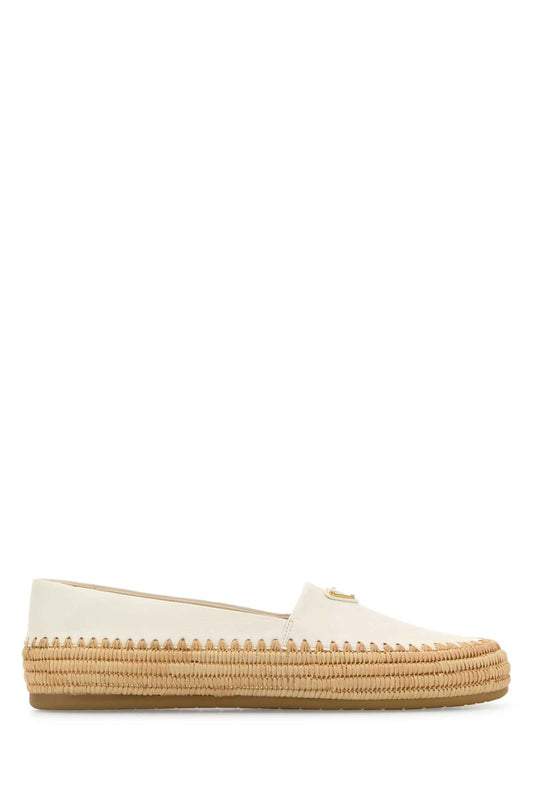 Prada Women White Leather Espadrilles