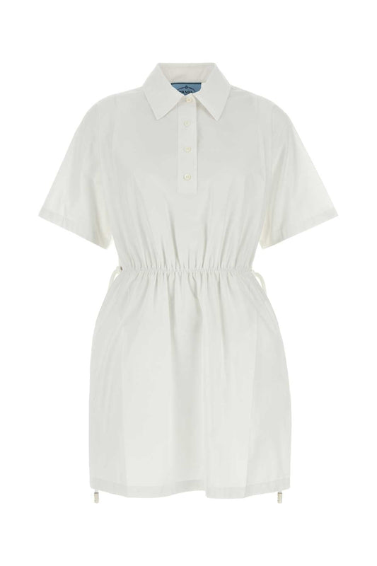 Prada Women White Poplin Shirt Dress