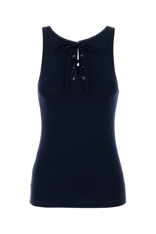 Prada Women Navy Blue Cotton Tank Top