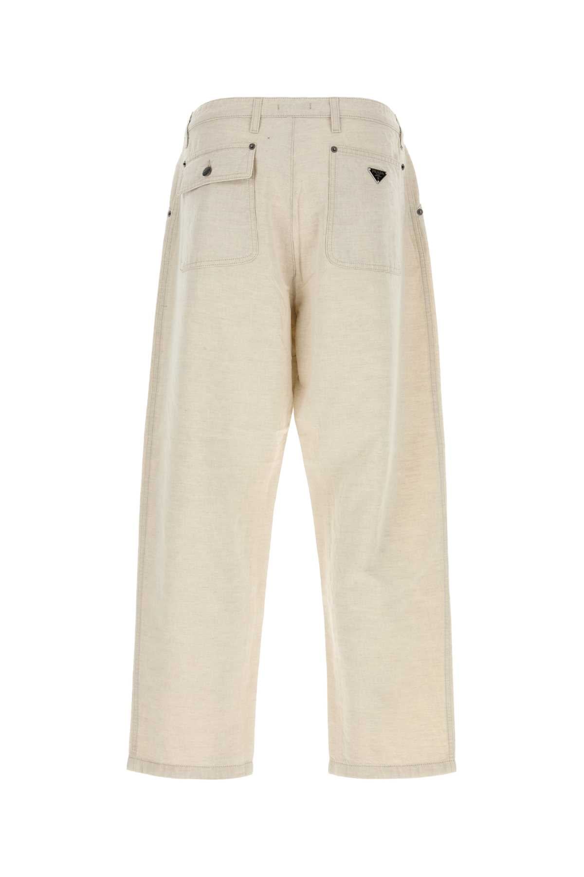 Prada Men Melange Ivory Chambray Pant