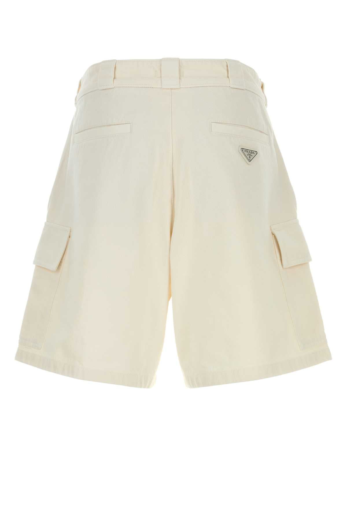Prada Men White Denim Bermuda Shorts