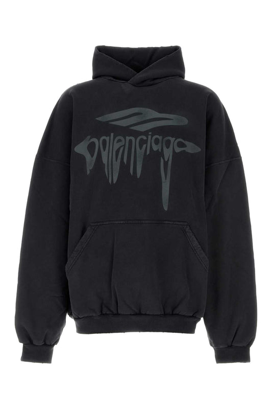 Balenciaga Men Charcoal Cotton Sweatshirt