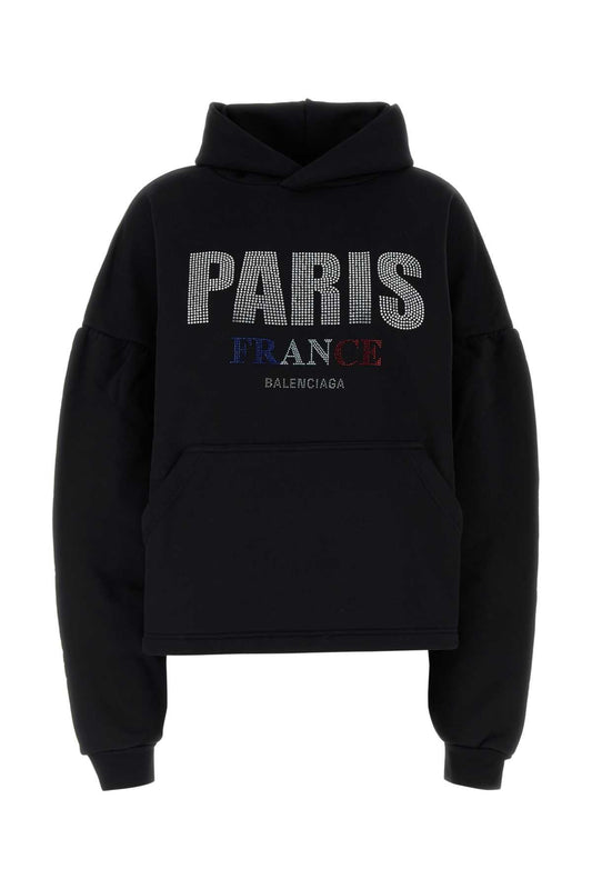 Balenciaga Women Black Cotton Sweatshirt