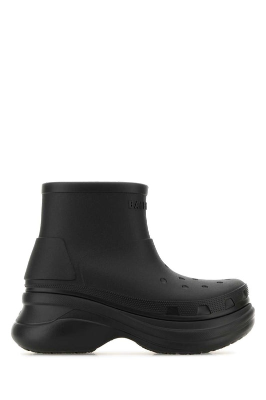Balenciaga Women Black Rubber Balenciaga X Crocsâ„¢ Ankle Boots