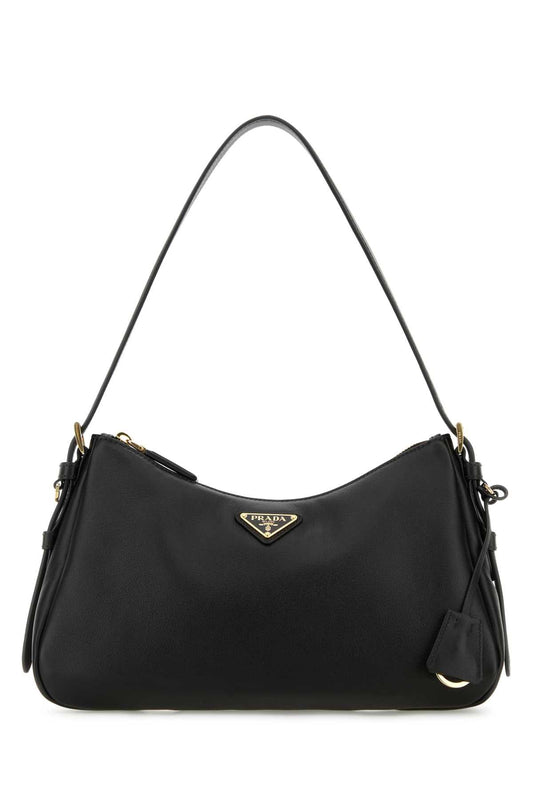 Prada Women Black Leather Medium Aimee Shoulder Bag
