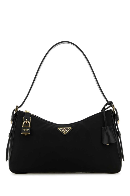 Prada Women Black Nylon Large Aimee Shoulder Bag