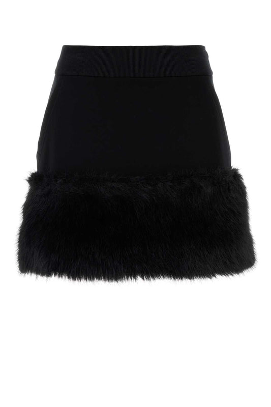 Prada Women Black Cotton Blend Mini Skirt
