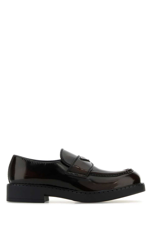 Prada Men Dark Brown Leather Chocolate Loafers