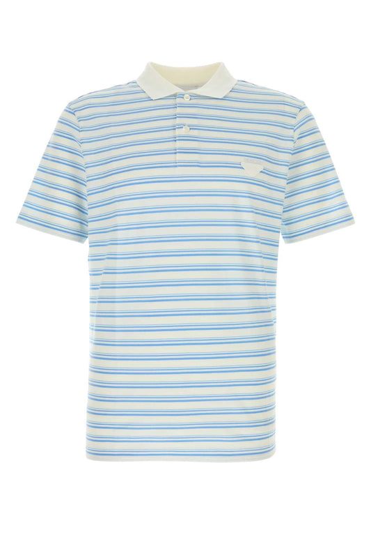 Prada Men Embroidered Piquet Polo Shirt