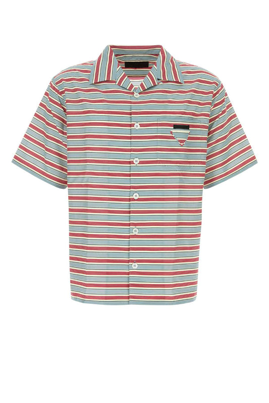 Prada Men Embroidered Cotton Blend Shirt