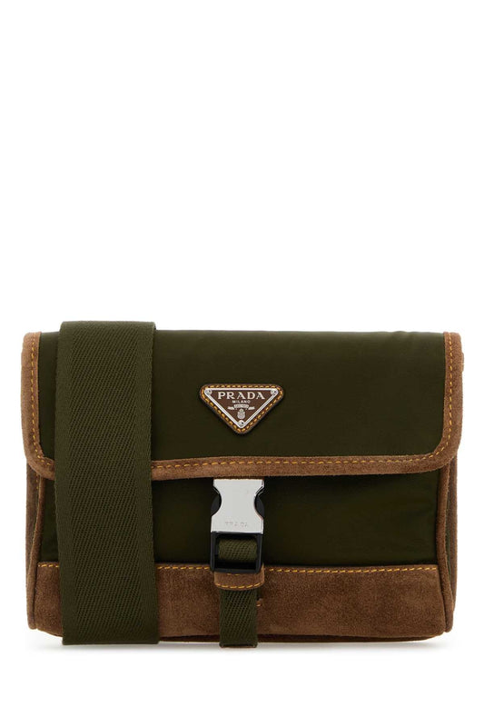 Prada Men Two-Tone Re-Nylon And Suede Phone Holder