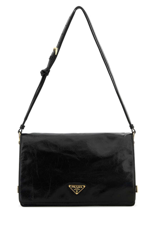 Prada Women Black Leather Medium Shoulder Bag