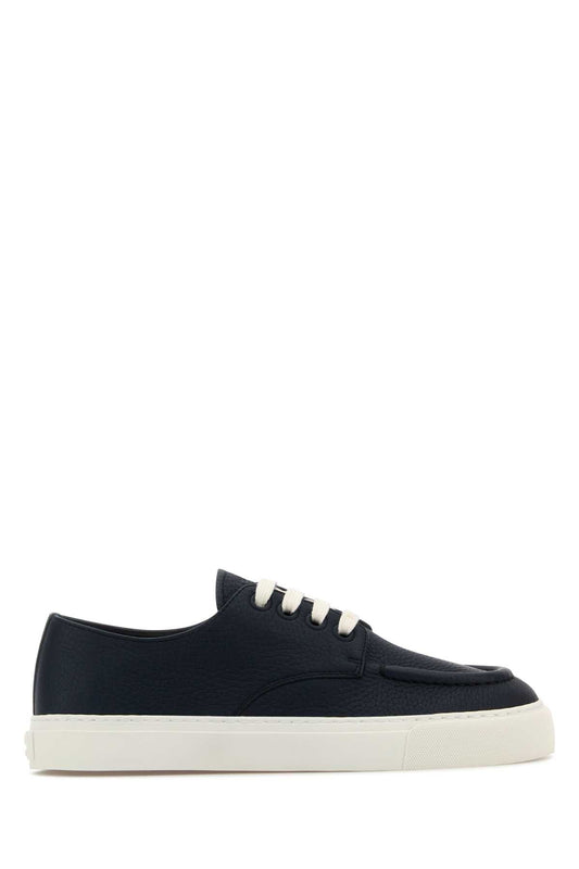 Prada Men Navy Blue Leather Sneakers
