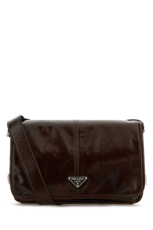 Prada Men Chocolate Leather Crossbody Bag
