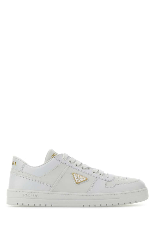 Prada Women White Leather Downtown Sneakers