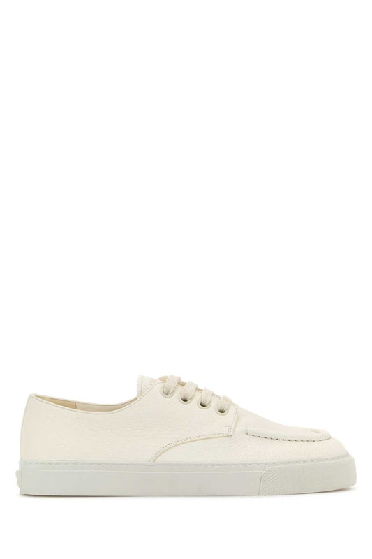 Prada Men Ivory Leather Sneakers