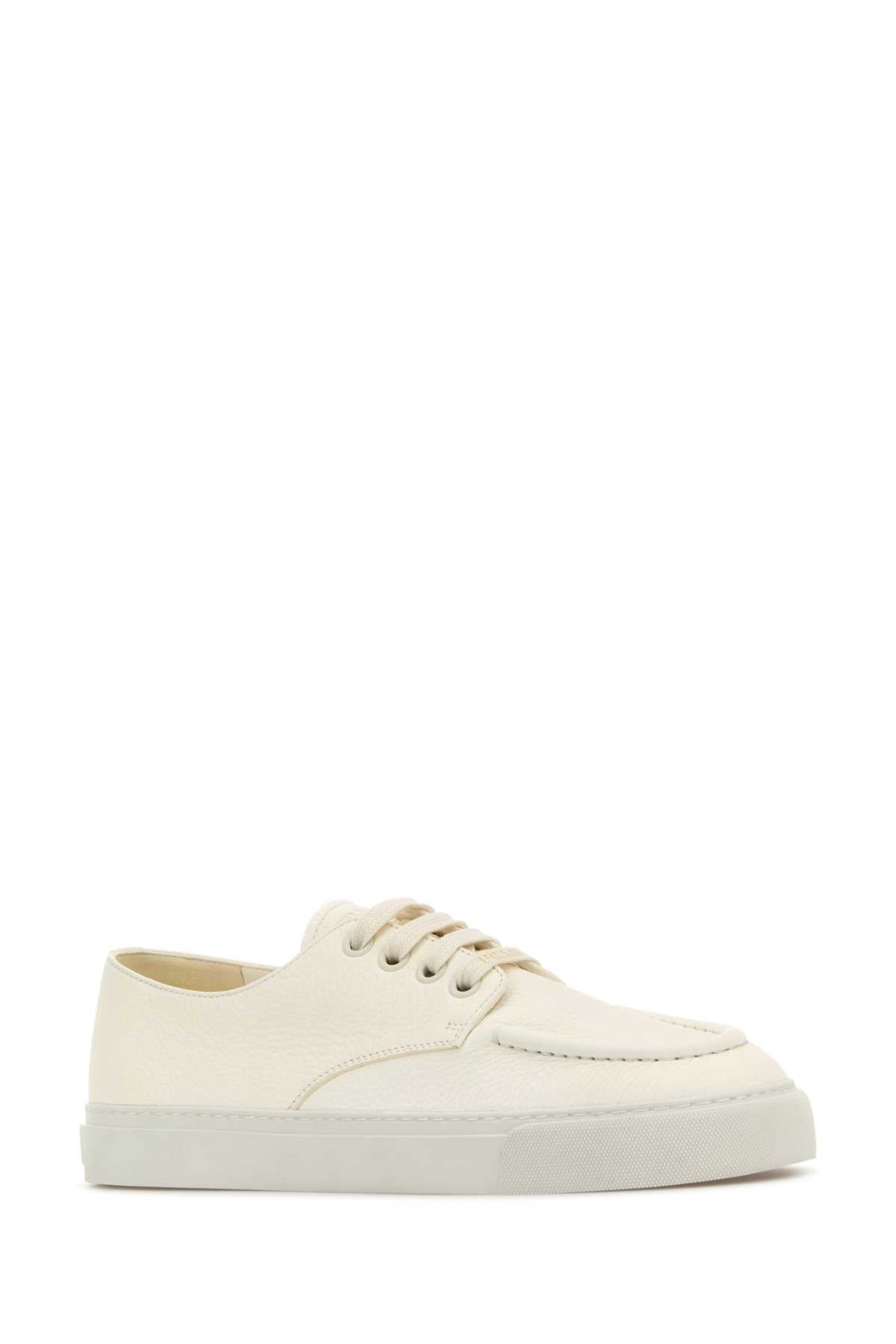Prada Men Ivory Leather Sneakers