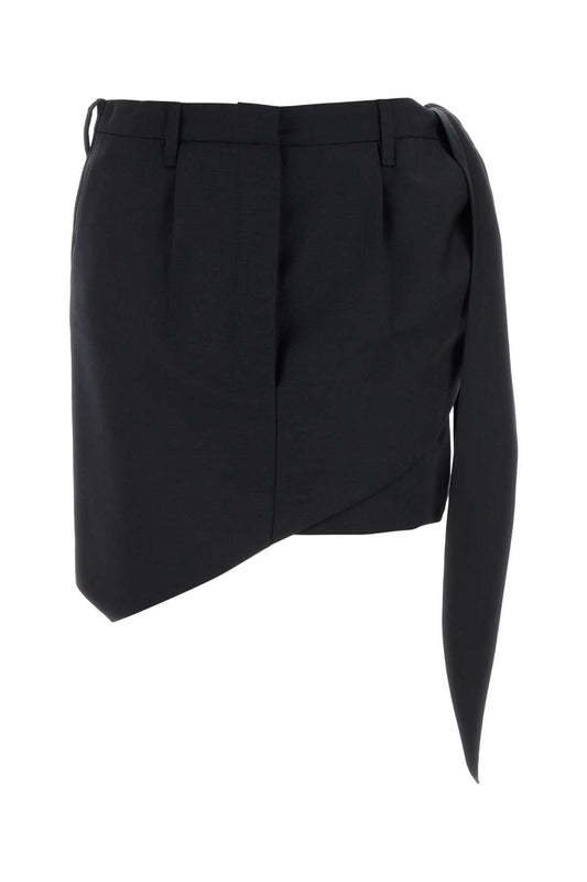 Prada Women Midnight Blue Mohair Blend Mini Skirt