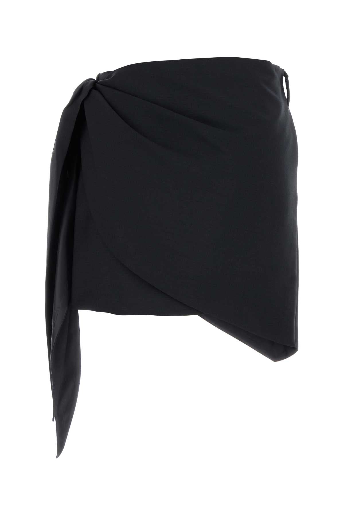 Prada Women Midnight Blue Mohair Blend Mini Skirt