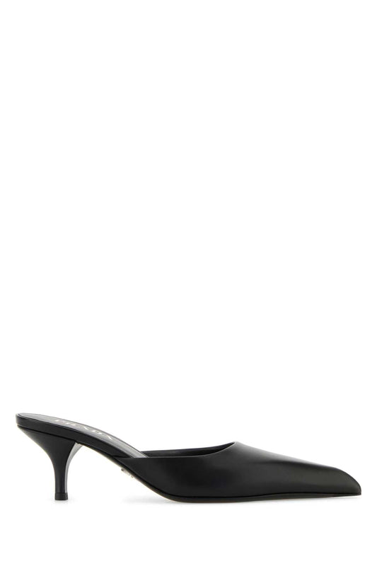 Prada Women Black Leather Mules