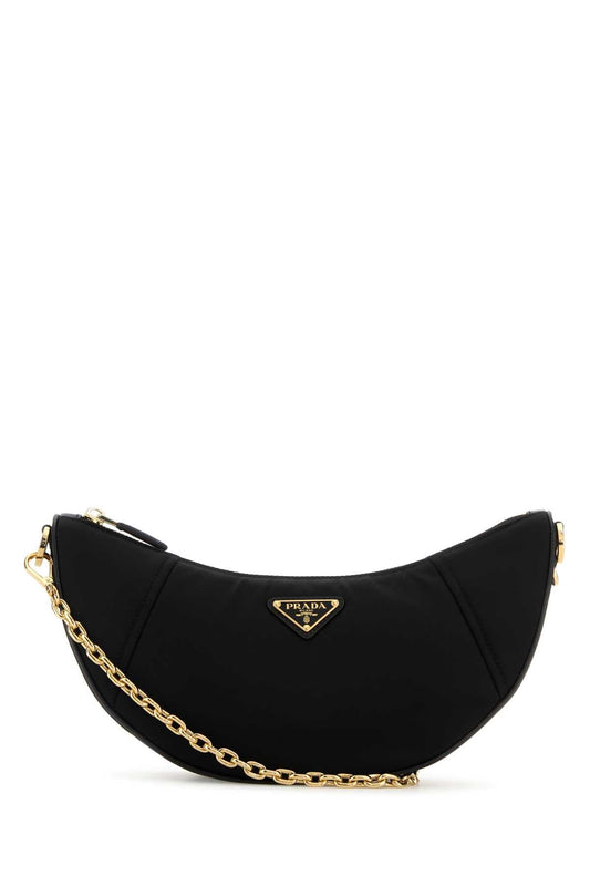 Prada Women Black Re-Nylon Prada Demi-Lune Shoulder Bag