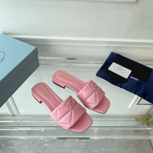 PRADA Slide 25 Quilted Pink leather