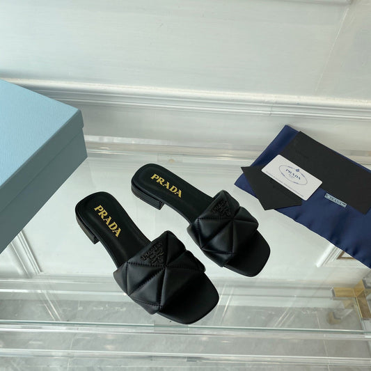 PRADA Slide 25 Quilted Black leather