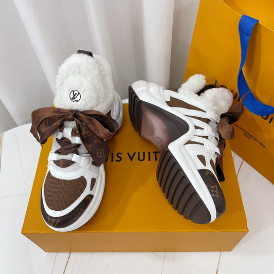 Louis Vuitton Archlight Sneaker White Mix Brown Monogram Bow Tie Lambskin