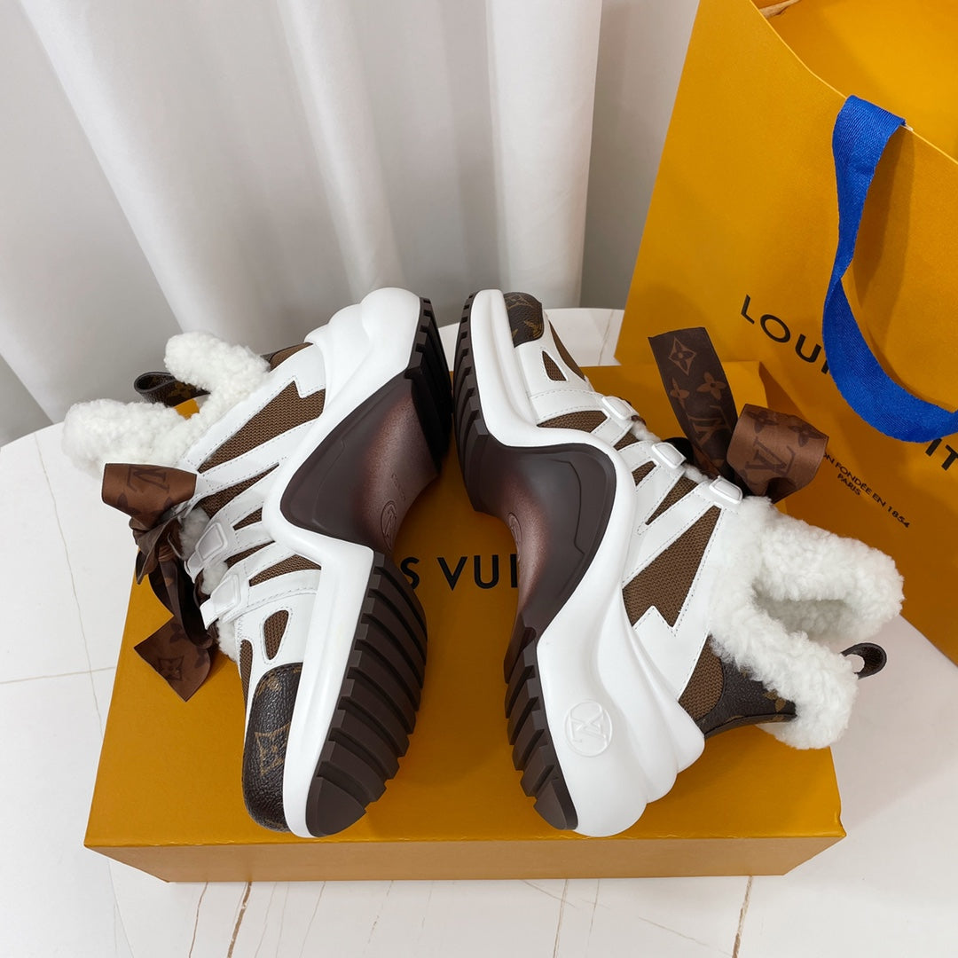 Louis Vuitton Archlight Sneaker White Mix Brown Monogram Bow Tie Lambskin