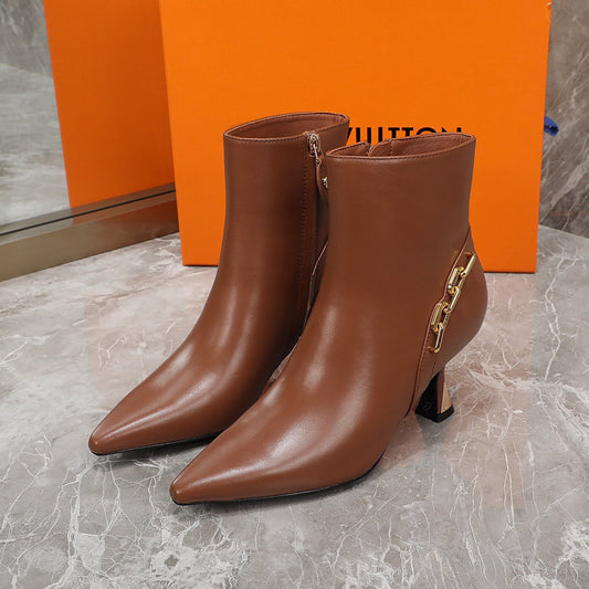 Louis Vuitton Sparkle Ankle Boot 65mm Brown Lambskin