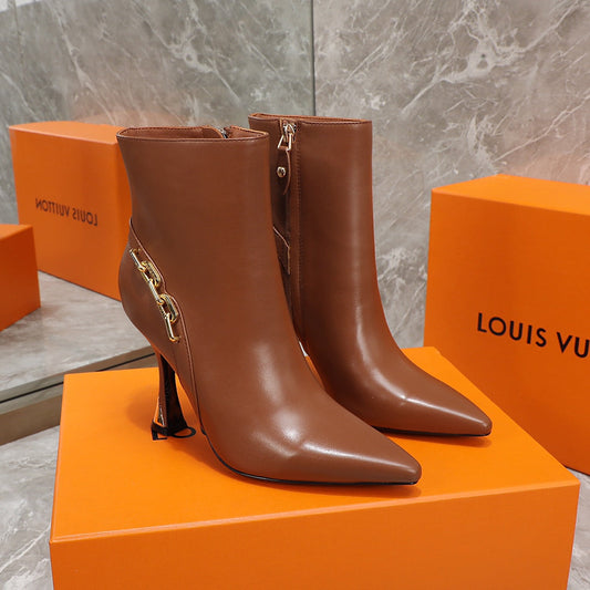 Louis Vuitton Sparkle Ankle Boot 95mm Brown Lambskin