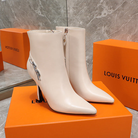 Louis Vuitton Sparkle Ankle Boot 95mm Beige Lambskin